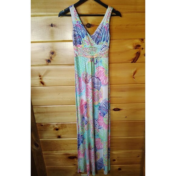 Lilly Pulitzer Sloane Roar of the Seas Coral Maxi Dress Womens XXS - Picture 3 of 12